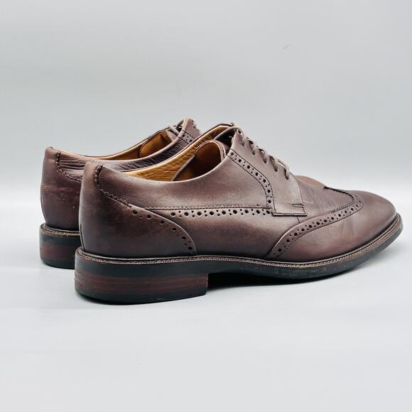 Cole Haan Shoes Mens 9.5 Brown Leather Grand OS Wingtip Oxford Dress Brogue - Picture 7 of 10